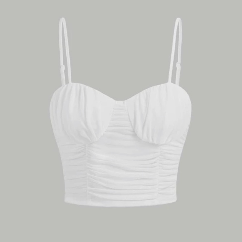 12th Tribe White Ruched Bustier Crop Top
